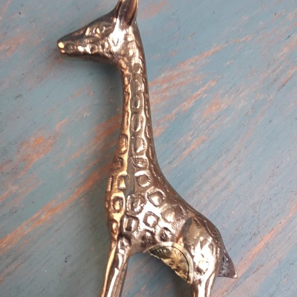 Giraffe Vintage Brass Animal Figurine Mid Century Modern Gold Metal - Picture 13 of 14